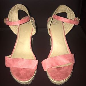 Peach/ Khaki Wedge Heels